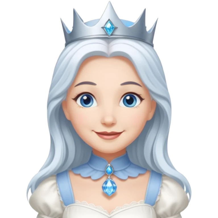 Good Witch of the North from the Wizard of Oz with blue eyes, white long hair, white outfit emoji