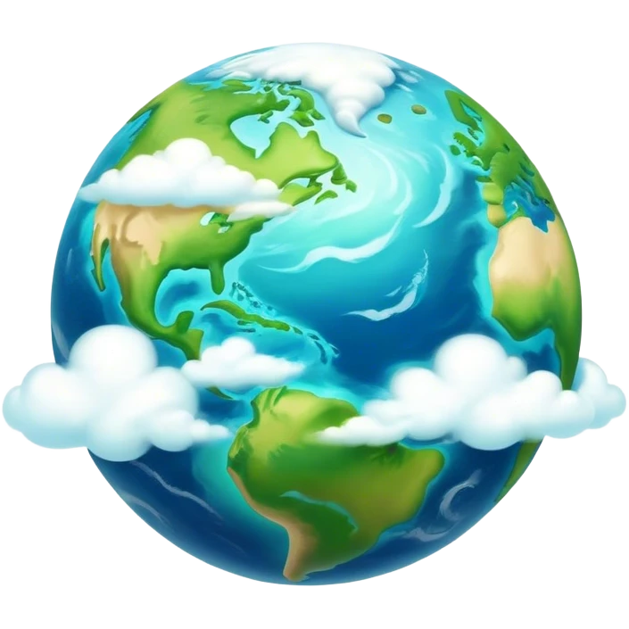 Cinematic Realistic Earth Emoji, depicted with vibrant blue oceans, swirling white clouds, and lush green continents rendered in exquisite detail, high shine, and a soft radiant glow that captures the dynamic, life-sustaining beauty of our home planet. emoji