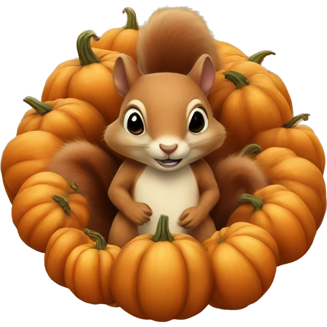 Squirrels standing in circle around a pumpkin  emoji