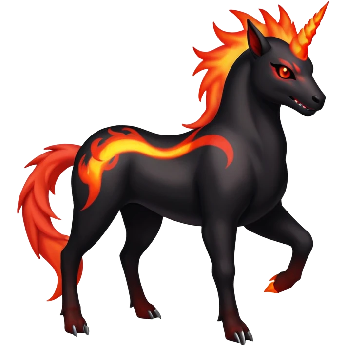 Shiny Exotic Gothic Rapidash-Houndoom-Pokémon-Fakémon-hybrid-creature emoji