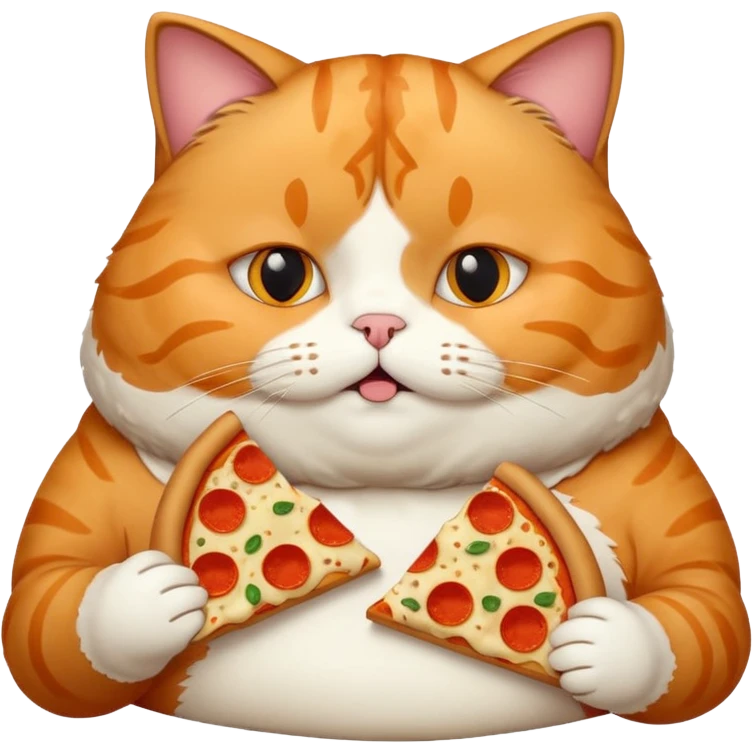 Fat cat eating pizza emoji