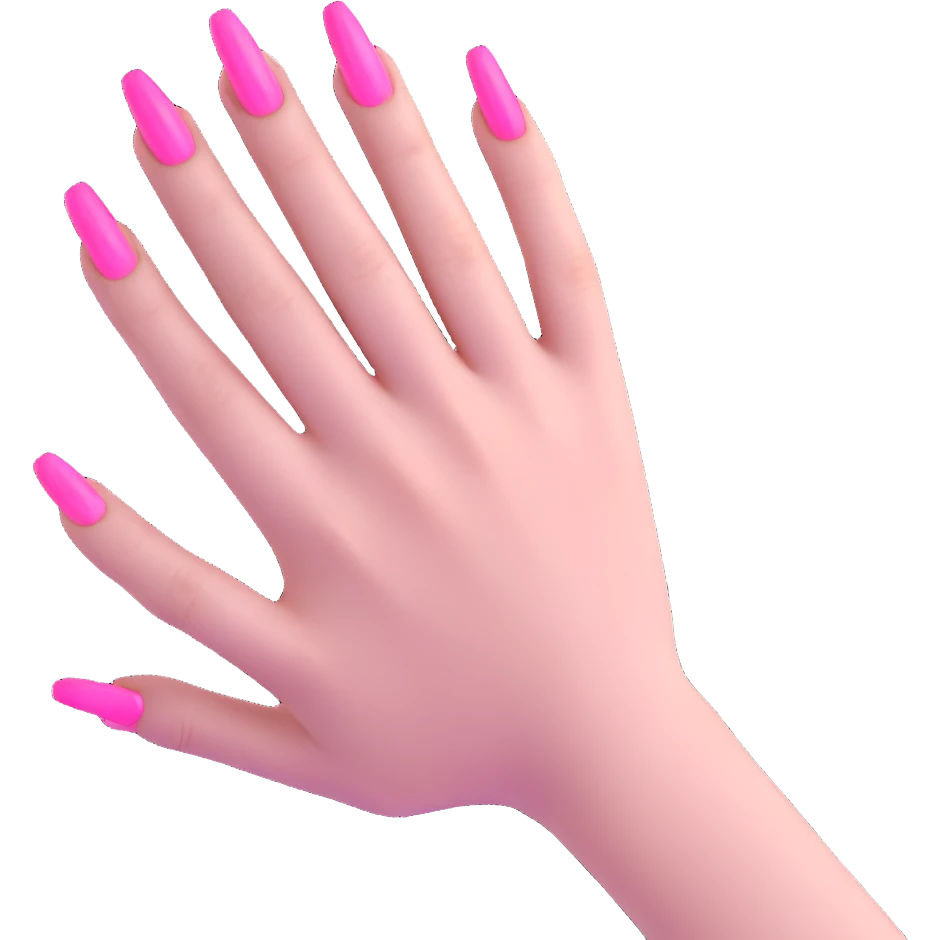 hand with 5 fingers, pink gothic nails emoji