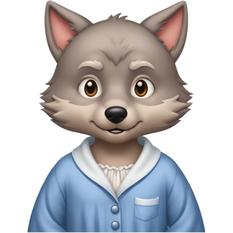 The big bad wolf put on Grandma's clothes and disguised itself as a human. emoji