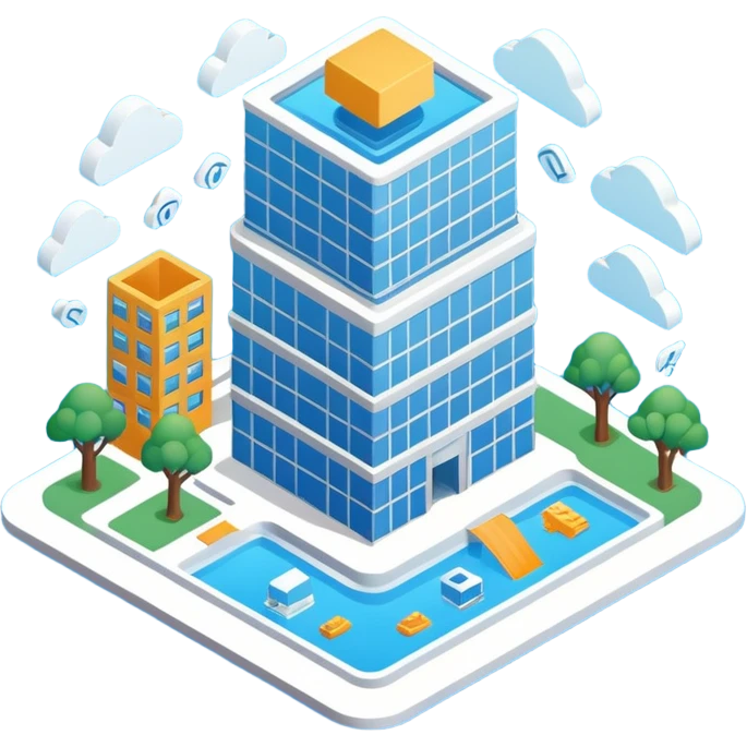 create an isometric analogous to showcase ease of building process workflows and integrations with AI emoji