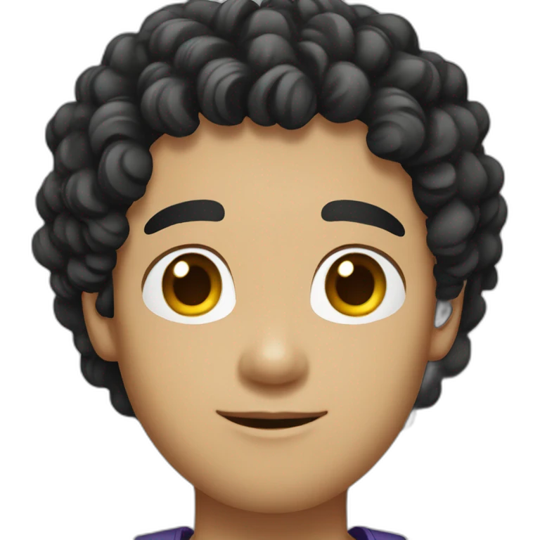 Young curly black hair asian guy emoji