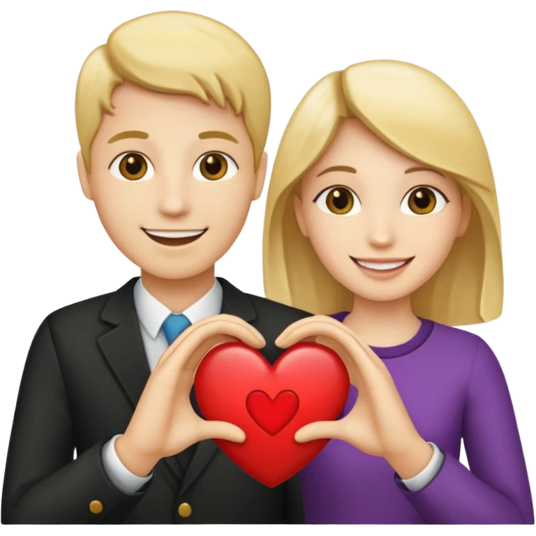 Two people holding half a heart up emoji