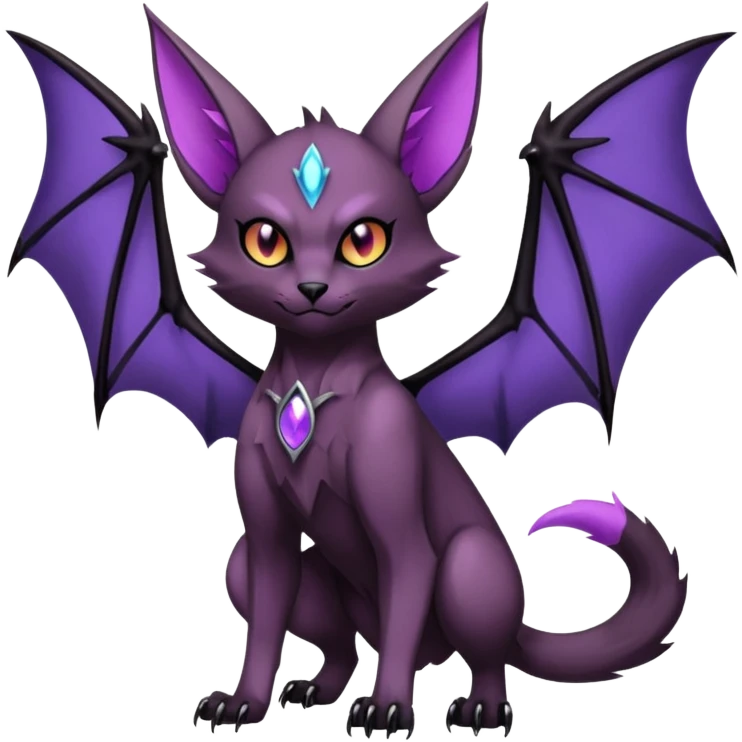 dark edgy dull pointy edgy Noivern-Noibat-Purloin-Torracat-Lykoi-Caracal-bat-cat-Fakemon-fusion-hybrid-creature emoji