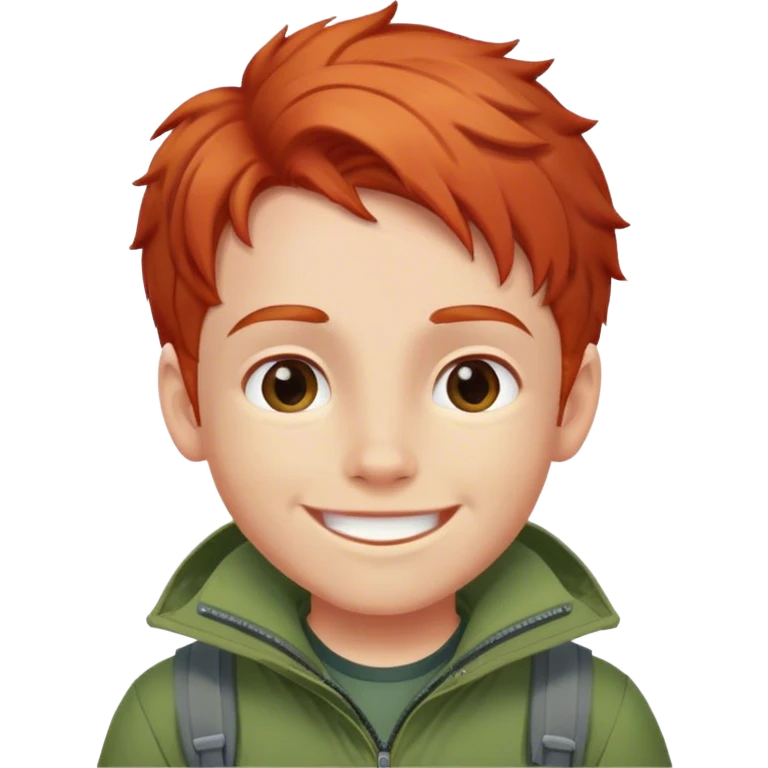 smiled boy's outdoor clothes whit red hair with white background emoji