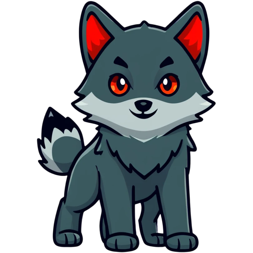 black wolf with glowing red eyes emoji