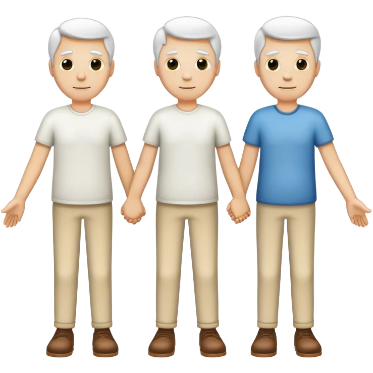 Three white men holding hands emoji
