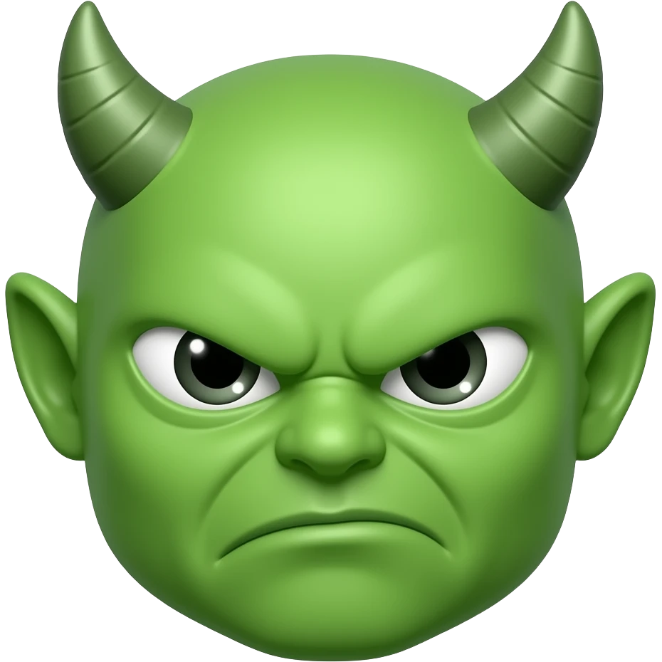 Green Envy demon frown on his face emoji