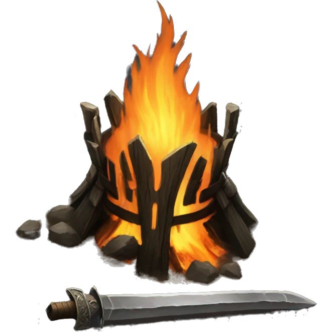 dark souls bonfire with a sword in the middle emoji