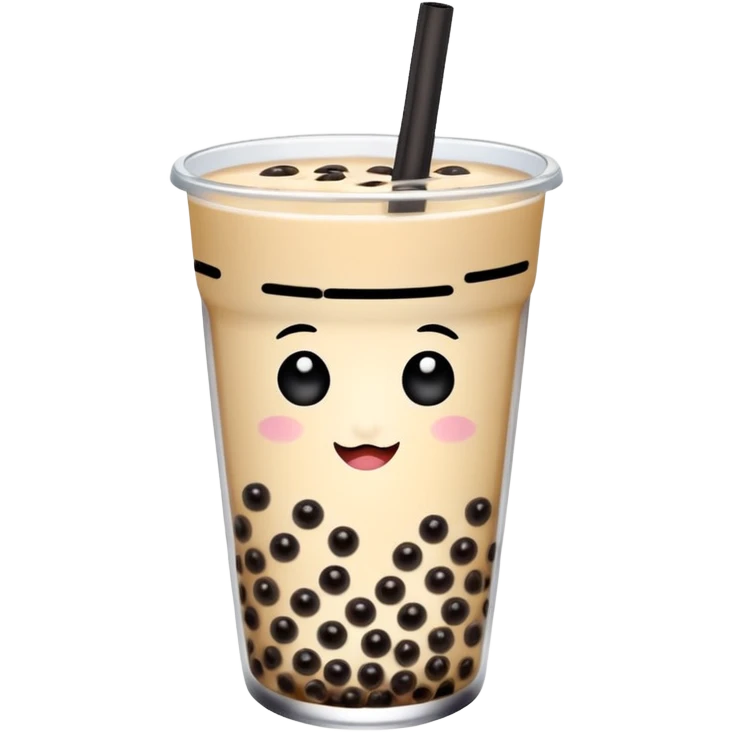beige bubble tea with black bubbles emoji