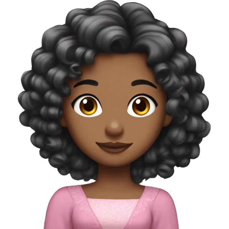 Pink princess black curly hair long emoji