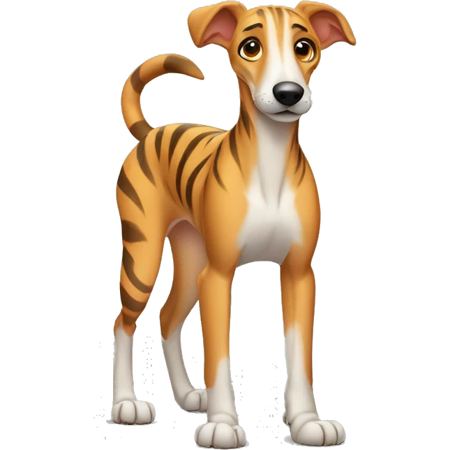 Fawn tiger greyhound with pawls up emoji