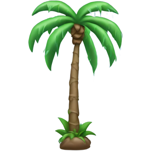 Rain coming down on a palm trees emoji