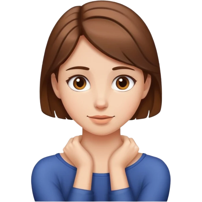 girl with brown hair with her arms on her neck emoji