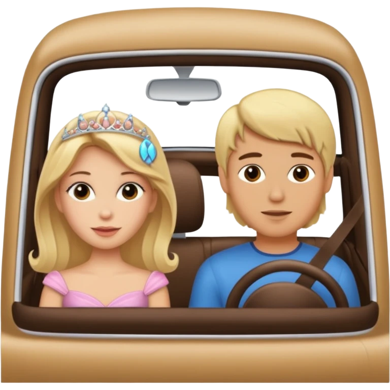 Blonde Passenger princess in car with brunette boyfriend emoji