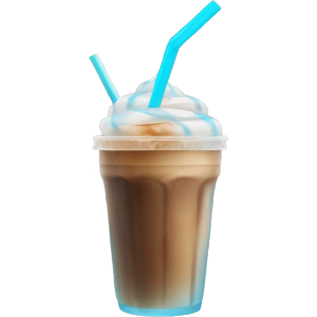 iced coffee with a pastel blue straw emoji