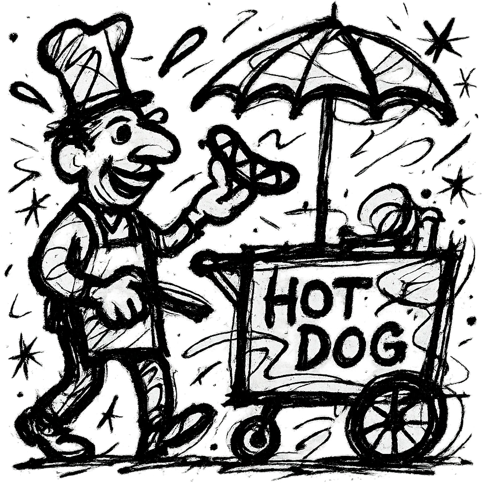 hotdog seller in New York with cart emoji