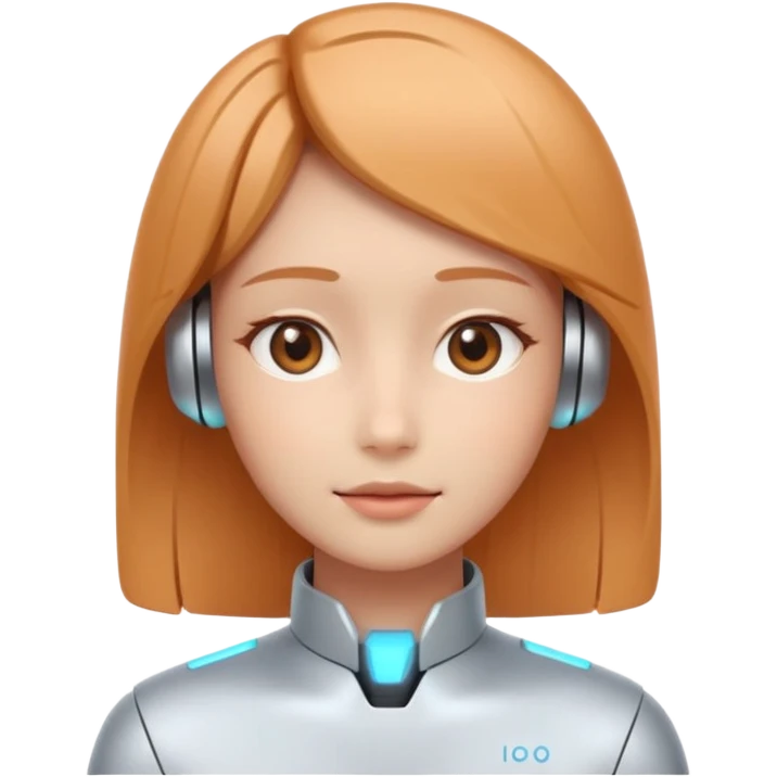 AI Ptch Agent holo-human-like Cyber AI face, warm, calm and friendly. Holographic look.Soft AI face with a listening, welcoming expression, minimal facial lines, calm eyes. Minimalistic presentation. emoji