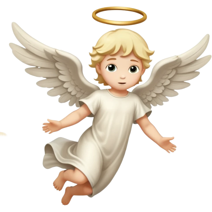 kid angel in stone flying emoji