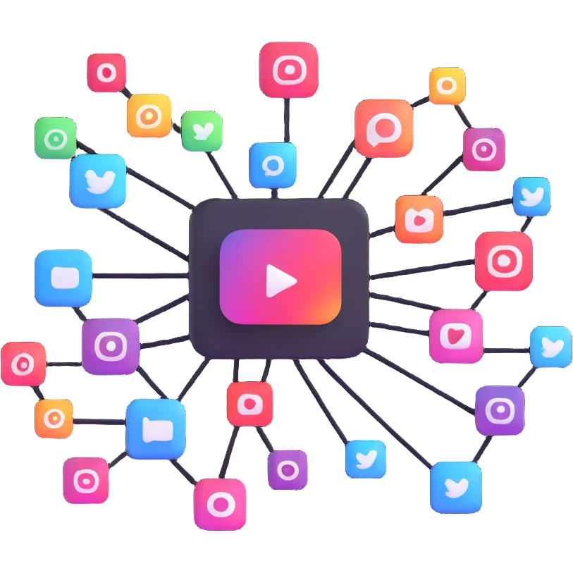 connecting Instagram and YouTube social media accounts, social platforms integration emoji