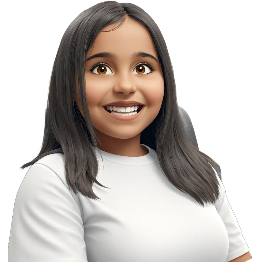 smiling girl in white shirt emoji