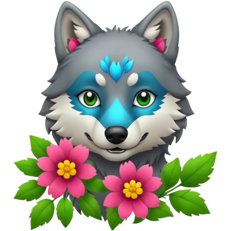 wolf holds flower emoji