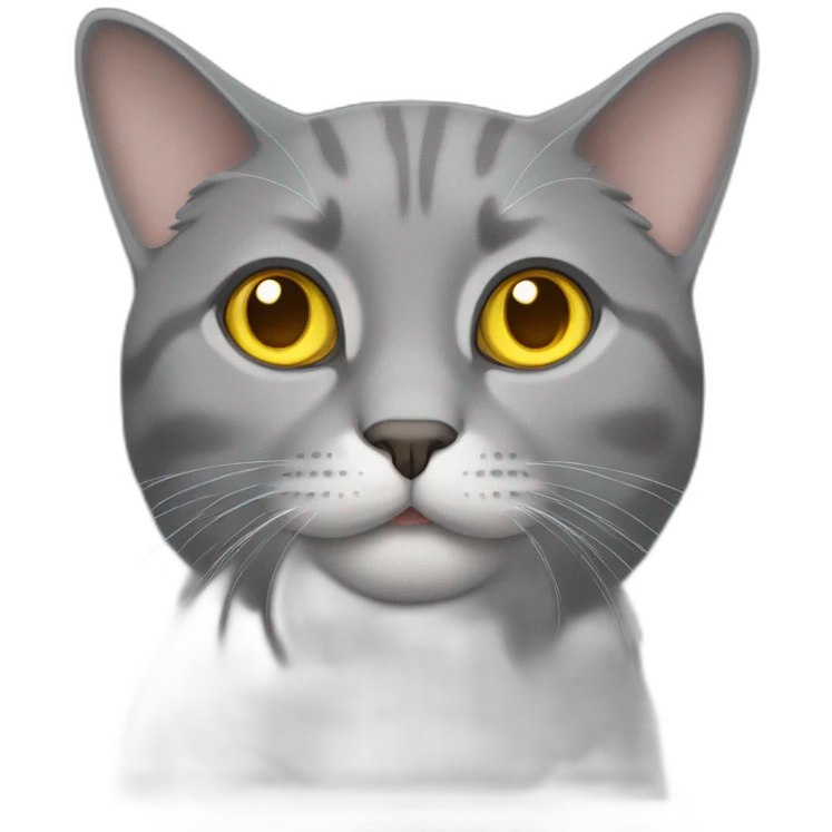 grey cat with lop-eared ears and yellow eyes emoji