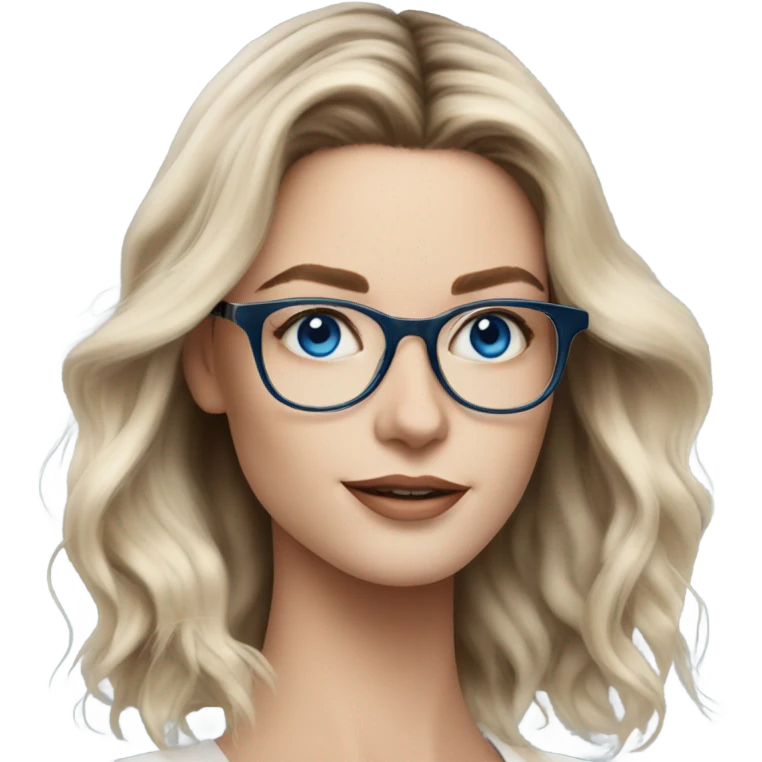 Shoulder length Balayage pale model lady with glasses and blue eyes  emoji