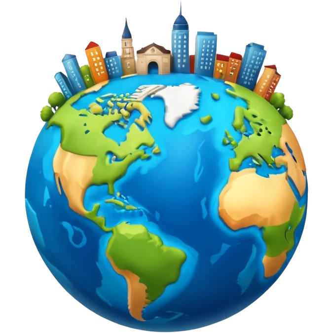 3d planet earth with building emoji