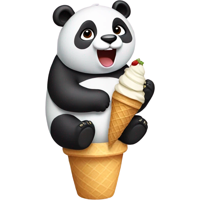 Panda eating ice cream emoji