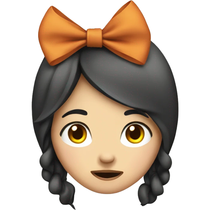 A mad Asian girl with a bow on her head emoji