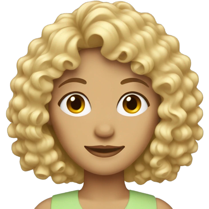 Blonde woman with curly hair and bangs emoji