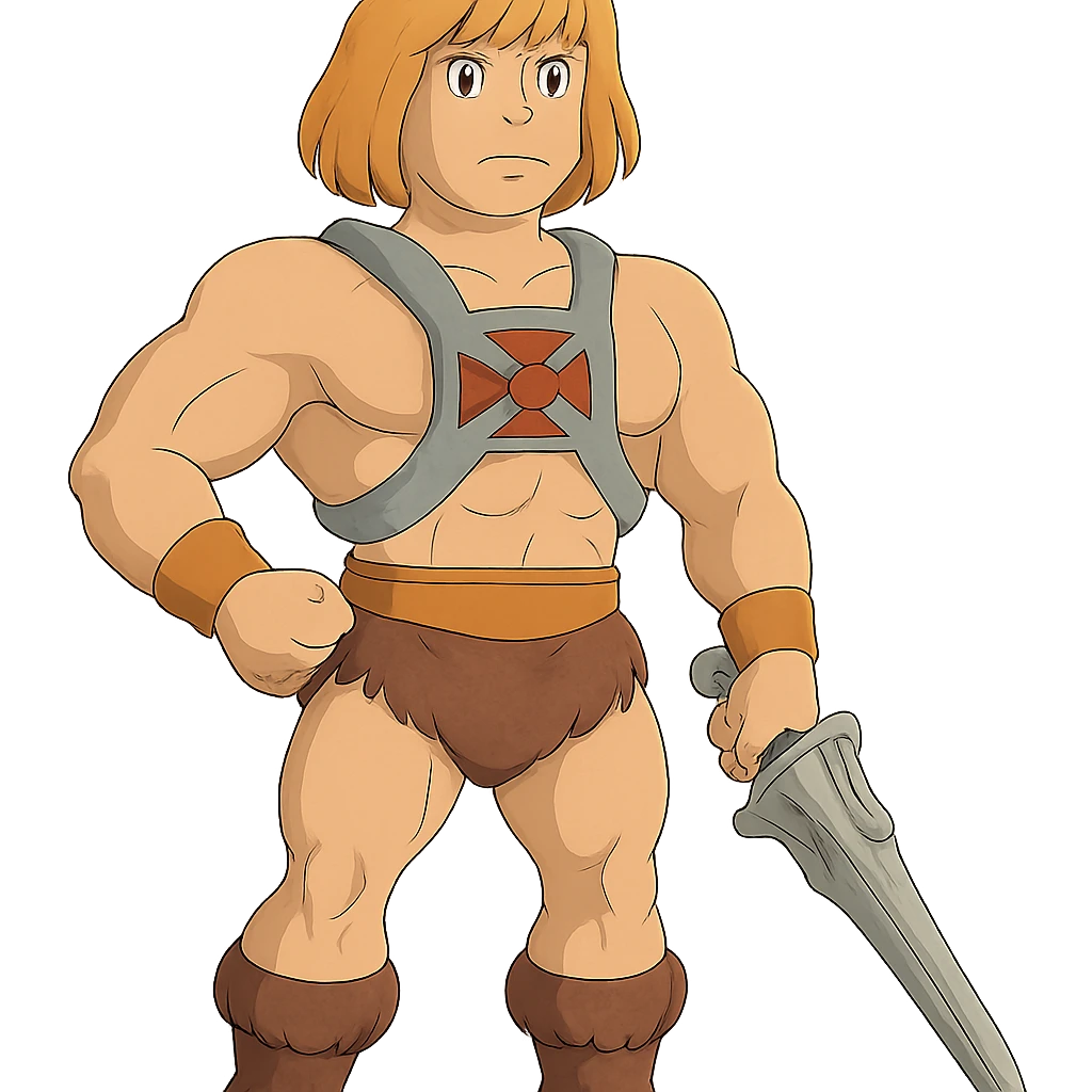 full-body He-Man character in ghibli style emoji