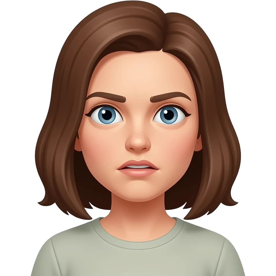 woman staring at you with a starnge face emoji