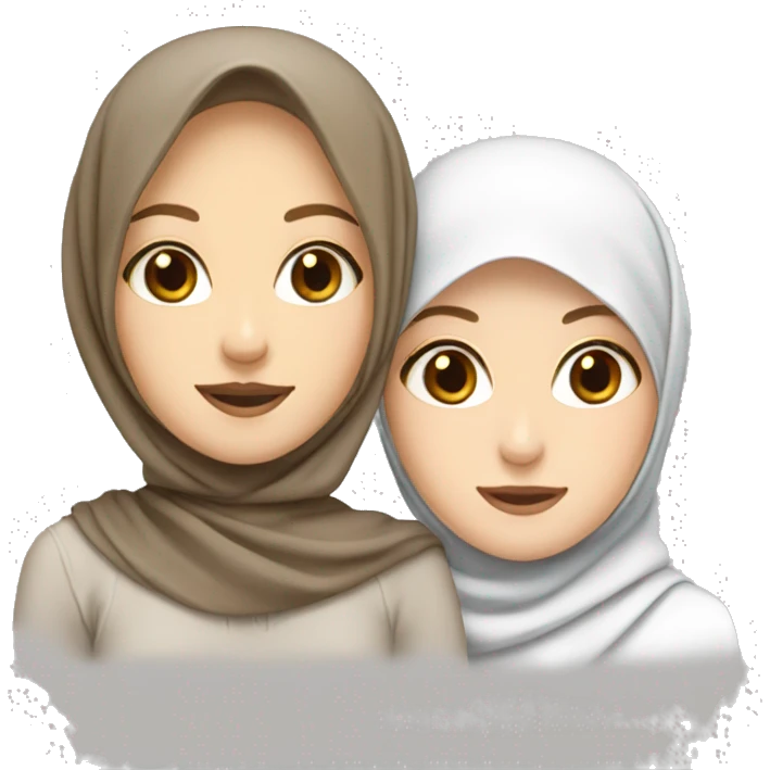 One white girl with brown hair with a hijabi friend   emoji