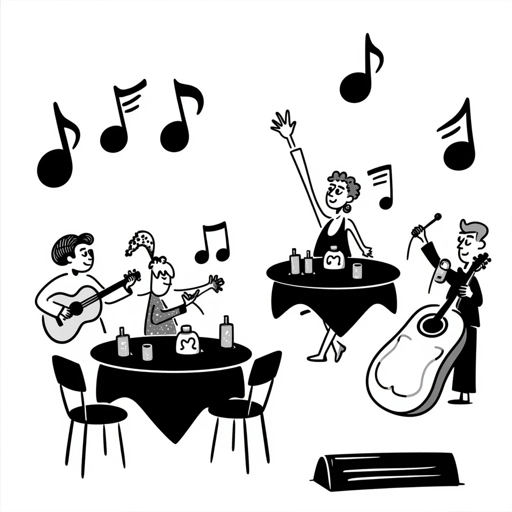 hand-drawn event place, playful lines emoji