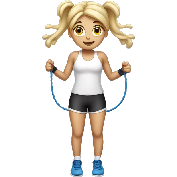 white gym girl with a skipping rope over her head emoji