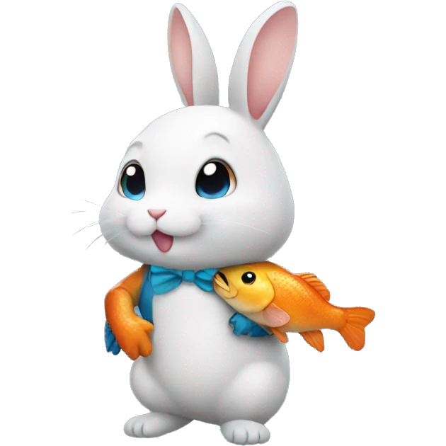 Cute rabbit wearing fish costume  emoji