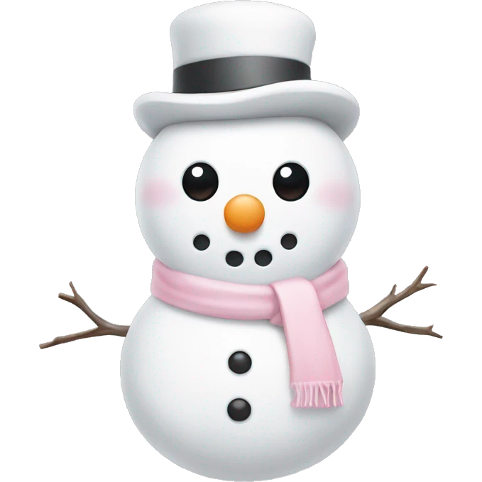 Cute white and light pink snowman emoji