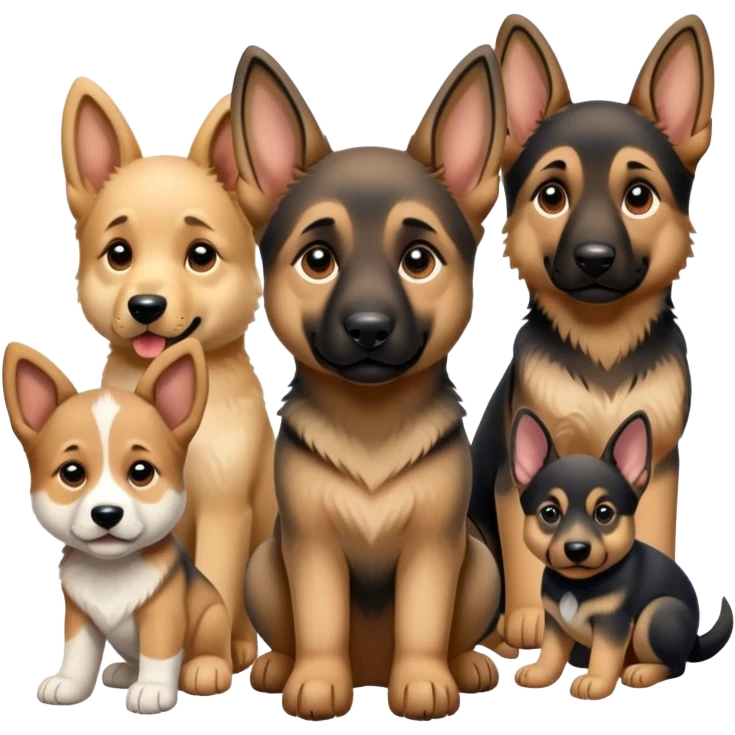 German shepherd pup with fur friends  emoji