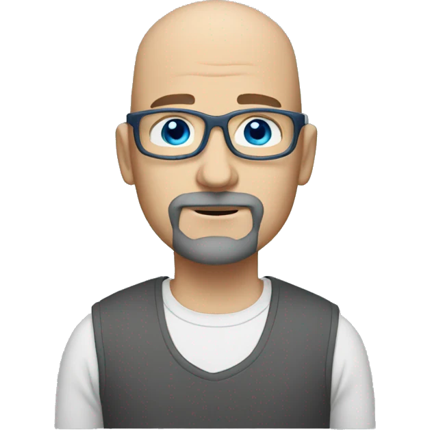slightly bald white man with dark gray goatee silver glasses blue eyes emoji
