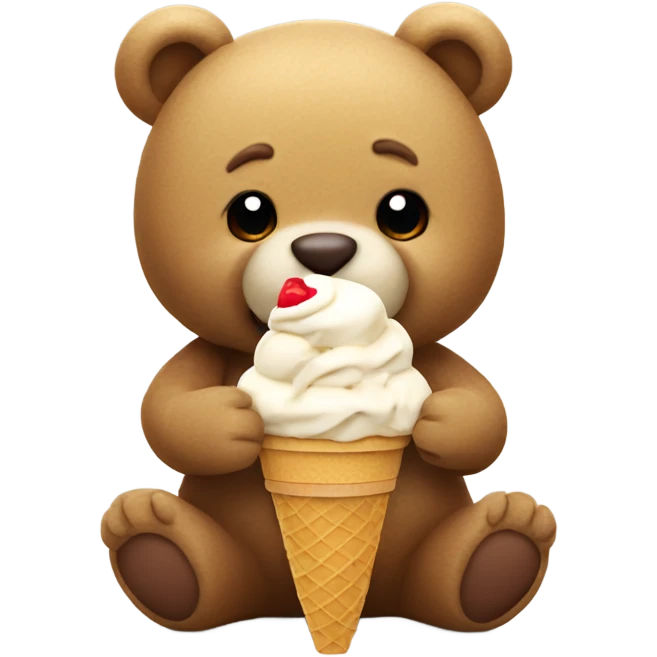 Teddy bear eating ice cream emoji