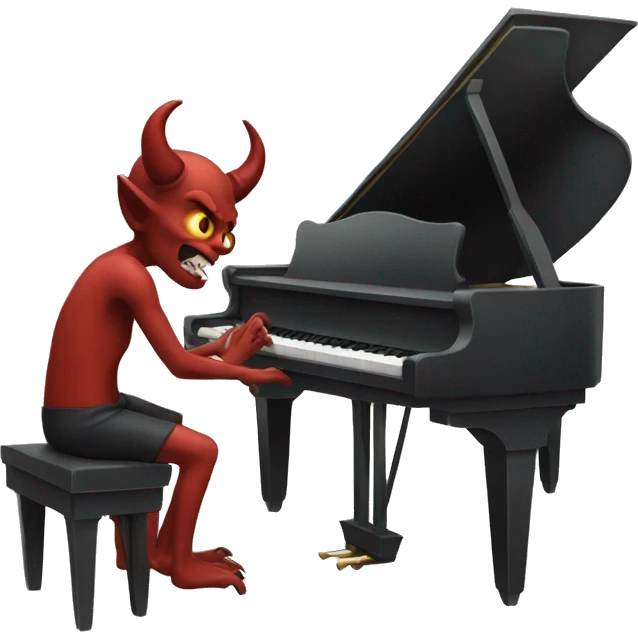 demon playing the piano in the style of an emoji emoji