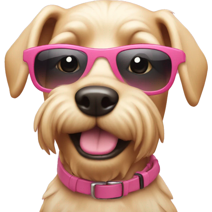 A pink dog with sunglass  emoji