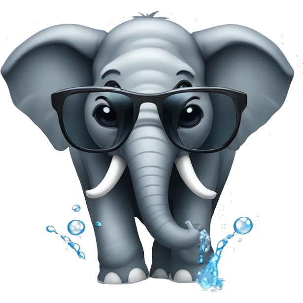 elefante con gafas tomando agua emoji