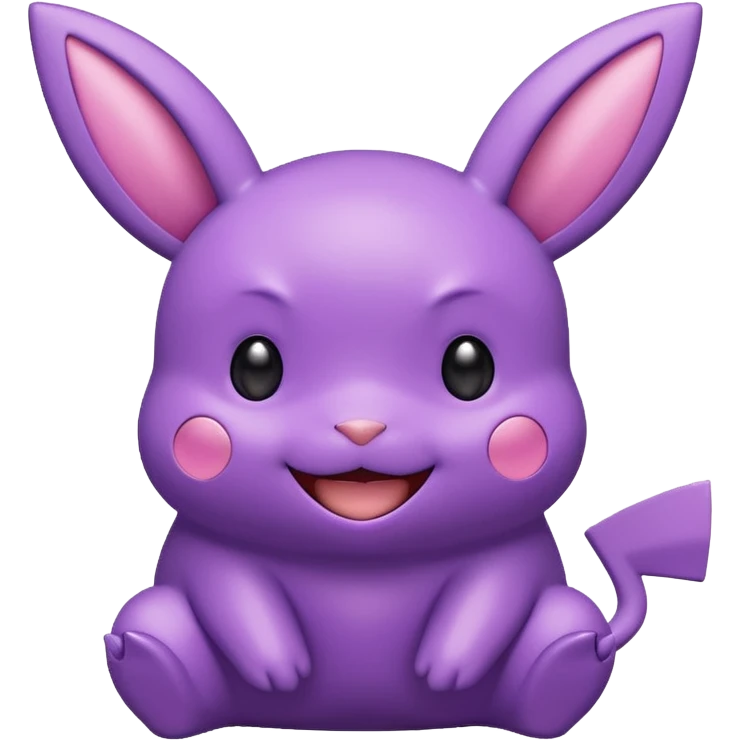 emoji of metamorph (ditto) with pikachu ears and tail, smiling expression emoji