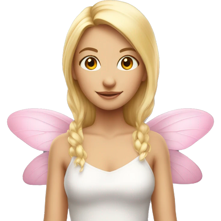 Blonde girl, fairy pink wings emoji